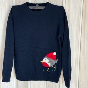Il Gufo Dark Blue Sweater 100% Virgin Wool with Red-Hatted Bird